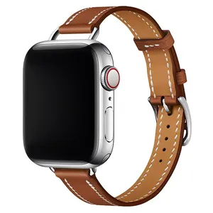 Grosir apple watch 40mm pria-Tali Kulit untuk IWatch Seri 1234567 SE 44Mm 40Mm, Tali Jam Tangan Apple untuk IWatch 42Mm 38Mm