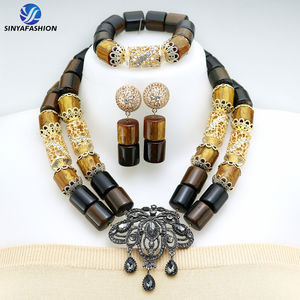 Sinya luxe perles noires ensembles de bijoux pour mariée nigériane haute qualité or fantaisie femmes africaines fête de mariage <span class=keywords><strong>tenue</strong></span> de fiançailles - Product Image 2