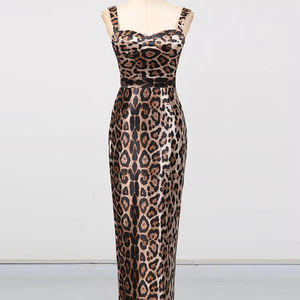 King Mcgreen Star Leopard Print Dress Sexy and Bold Girl Halter Top <span class=keywords><strong>de</strong></span> cintura alta Vestido largo ajustado Vestido <span class=keywords><strong>de</strong></span> fiesta <span class=keywords><strong>de</strong></span> <span class=keywords><strong>noche</strong></span> - Product Image 1