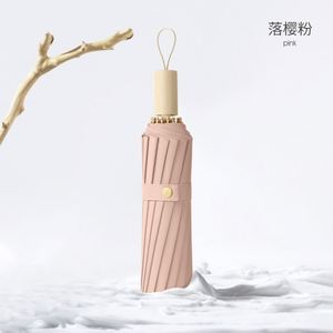 Paraguas Plegable Manual Clásico Rosa de Poliéster con 16 Varillas, para Lluvia y Sol, Estilo Japonés Fresco, con Mango de Madera y Vinilo - Product Image 1