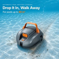 Pembersih Kolam Renang Robotik Tanpa Kabel dengan Daya Hisap Kuat, Jalur Acak untuk Kolam Renang di Atas Tanah hingga 80 M2, 4500mAh, Tahan Air IPX8
