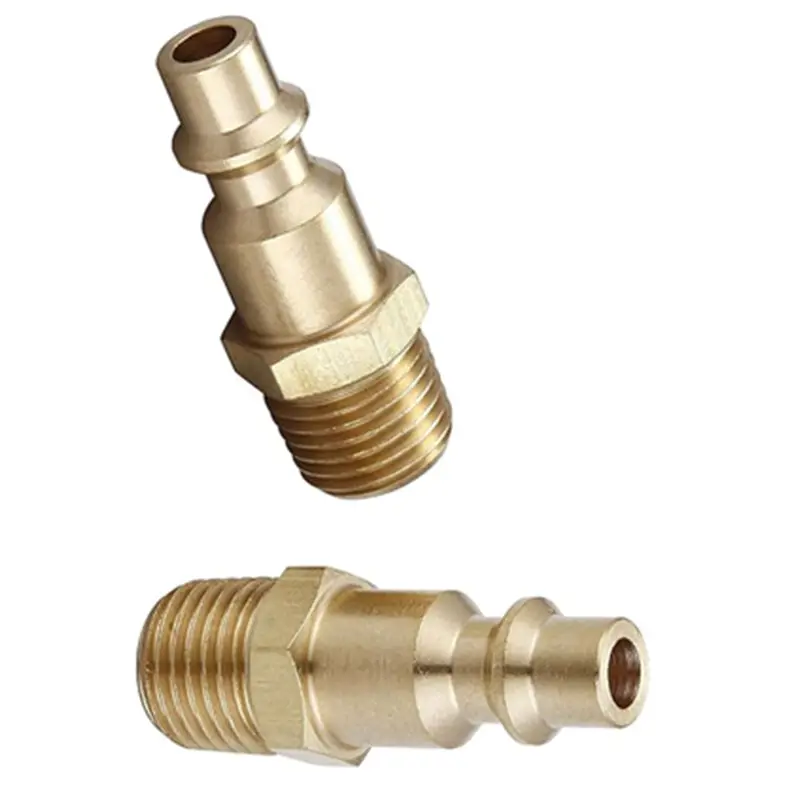 1/4 "NPT เครื่องอัดอากาศเครื่องมือ Quick Coupler ด้ายชายทองเหลืองท่อลมเชื่อมต่อ