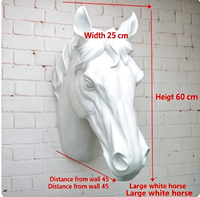 Escultura de Cabeza de Caballo de Tamaño Real (60 cm) para Montar en la Pared, Decoración de Pared de Cabeza de Animal de Resina FRP para Club Ecuestre, Bar, Hotel, Área Comercial