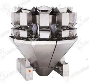 Multihead Weigher And Packing Machine Waterproof IP66 Fruit Vegetable Charcoal Chicken Weighing Packing Machine With Food Multihead Weigher For Heavy Round Product
