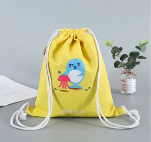 Mochila impermeable de algodón, bolsa de lona con cordón personalizado, promocional