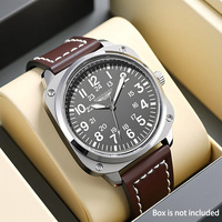 Herren Wasserdichte Quarz-Armbanduhr Legierung 40mm Retro PU-Leder Business Casual Anpassbares Logo Wasserbeständig 3BAR Kristall Analog