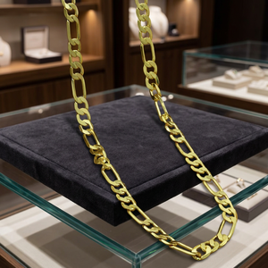 Wholesale 14K18K24K Micron <b>Gold</b> Figaro Chain Necklaces, Modern Chain Design, Figaro Style Chain, Brass Fashion Chains Necklaces - Product Image 3
