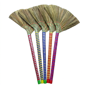 High Quality Natural Grass Broom Wooden Handle Eco-Friendly Bamboo Broomstick Flagged Bristle Vietnam Brand Household Indoor <b>Mop</b> - Product Image 1