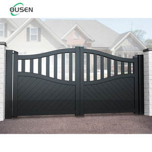 Puertas Corredizas Metálicas Automáticas Modernas <span class=keywords><strong>para</strong></span> <span class=keywords><strong>Garaje</strong></span>, Diseño de Aluminio Negro <span class=keywords><strong>para</strong></span> Casas - Product Image 1