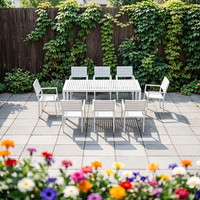 Grand ensemble de salle à manger moderne en alliage d'aluminium pour patio, table et chaises résistantes aux intempéries pour jardin, villa, restaurant