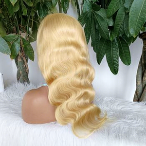 Perruque naturelle pour femme, cheveux Remy blonds 613, densité 150%, ondulés, sans colle, 18 pouces, longueur moyenne, avec dentelle frontale 13x4, style Bengal - Product Image 2