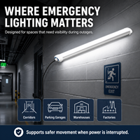Lumière LED d'urgence Tri-Proof IP65 étanche, lumière linéaire avec autonomie de 90, 120, 180 minutes