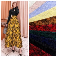 190gsm kain brokat anyaman elegan 3D warna kustom poliester bunga lunak