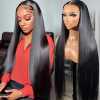 Pelucas de cabello vietnamita crudo recto 13x6, pelucas frontales de encaje transparente Full HD sin pegamento, pelucas de cabello indio Remy virgen recto de hueso