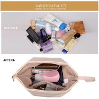 Trousse de toilette en PU à 2 couches, grande capacité, imperméable, avec poignée amovible portable pour les voyages, les produits de toilette, le maquillage, la maison et le quotidien