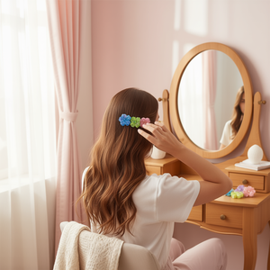 Fermaglio per capelli a fiore a cinque petali Z Flowing Cloud, 12 cm, in plastica, stile dolce, casual da donna, 2 pezzi per colore, scatola da 600 pezzi - Product Image 3