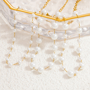 Faux Pearl Bracelet For Women AA Grade <b>Titanium</b> Steel <b>Chain</b> Jewelry Everyday Wear Fashionable Handmade DIY Accessory - Product Image 1