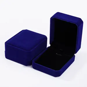 Fábrica preço luxo azul rosa veludo caixa de jóias com logotipo para anel brinco colar pulseira presente embalagem