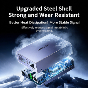 Convertisseur de média UGREEN CM330 Gigabit monomode monofibre, 1 port fibre SC, 4 ports Ethernet RJ45, transmission 3KM - Product Image 5