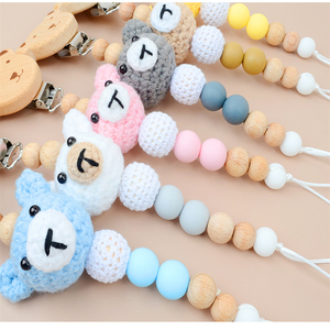 ห่วงโซ่จุกนมปลอมสำหรับเด็กทำมือออกแบบได้เองรูปหมีโครเชต์ - Product Image 2