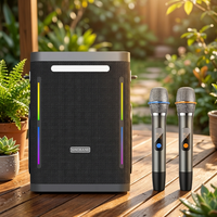 Altavoz de Karaoke Todo en Uno de 300W con 2 Micrófonos y Luz RGB, Carga Rápida Tipo-C, Reproducción FLAC APE, 20 Horas de Duración, Ideal para Reuniones Familiares