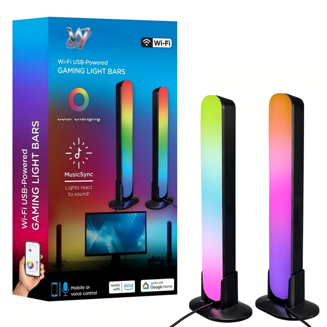 RGB LED Smart Light Bar USB Powered APP Controlled Music Sync Sound Reactive Gaming Room Decor Streamer Setup Light Stick