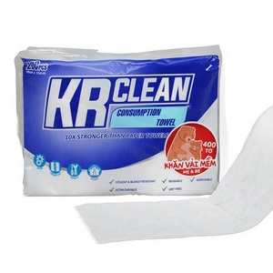 Lingettes nettoyantes pour surfaces domestiques Krclean, 400 unités, écologiques, biodégradables, non tissées, style uni, jetables - Product Image 1