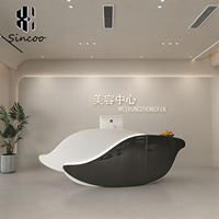 Comptoir de réception/caisse moderne en fibre de verre, design personnalisé, luxe, hauteur réglable, pour salon de manucure, spa, salle de sport, hôpital, supermarché