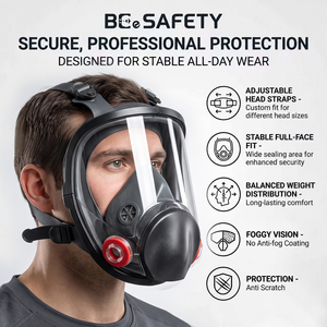 Masque respiratoire intégral NB-2834 en silicone avec filtres remplaçables pour la poussière et les gaz nocifs, homologué CE - Product Image 2