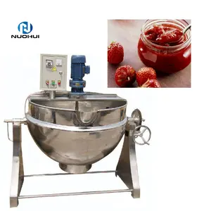 Hervidor de vapor para hacer mermelada de 500 litros con inclinación automática CON MEZCLADOR Máquina de cocina de salsa industrial