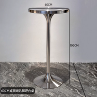 Table de bar industrielle en acier inoxydable avec pieds hauts, forme ronde, pour hôtel, pub, KTV et café - Durable et écologique