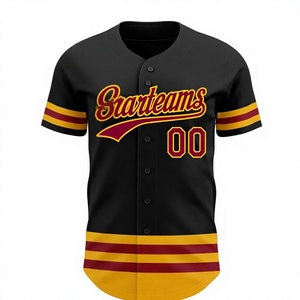 Maillot de baseball Yourteams pour homme, noir, jaune, rouge, 100 % polyester, respirant, manches courtes, coupe classique, vêtements de sport pour adultes - Product Image 4