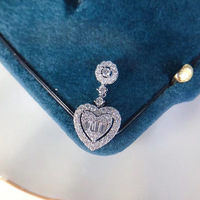 Bijoux en cuivre zircon cubique micro pavé colliers imité plaqué rhodium mariage coeur CZ pendentif collier pour femmes