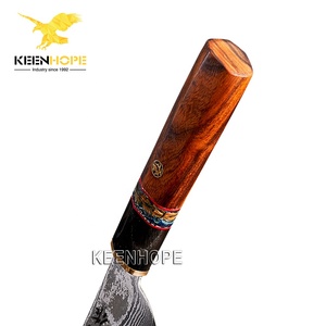 Couteau artisanal KEENHOPE 8 pouces Kiritsuke, acier Damas 89 couches avec cœur VG10, incrustation corne <span class=keywords><strong>de</strong></span> buffle et pierre <span class=keywords><strong>de</strong></span> mamouth, manche en bois <span class=keywords><strong>de</strong></span> fer américain - Product Image 5