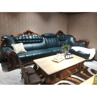 Luxuriöses L-Form Ecksofa aus Ebenholz und Grünem Echtleder für das Wohnzimmer mit Kostenlosem Versand und OEM-Support