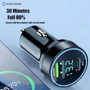 Chargeur de voiture à charge rapide avec 2 ports USB, adaptateur pour smartphone, chargeurs à charge rapide avec affichage numérique - Product Image 6