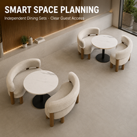 Ensemble de banquettes sculpturales avec table en pierre frittée pour restaurant, ensemble de bancs en forme de rein pour café et hôtel