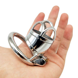 FRRK Sliver BDSM Sex Toys Metal Cages Lock Male Chastity with 3 Sized Penis Ring Cock <span class=keywords><strong>Cage</strong></span> Male Chastity Devices for Boys - Product Image 5