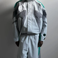 Veste de sport décontractée à capuche personnalisée, patchwork, surdimensionnée, bloc de couleur, réversible, imperméable, veste pour homme