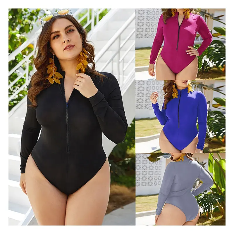 2022 Plus Size Bade bekleidung Langarm Sexy One Piece Badeanzug Bikini Badeanzüge Sexy Frauen Bade bekleidung