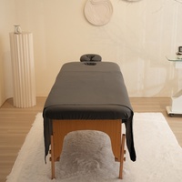 Offre Spéciale noir Spa Salon Table housse de protection Premium couvre-lit du visage ensemble 3 pièces Ultra doux microfibre Table de Massage ensemble de draps