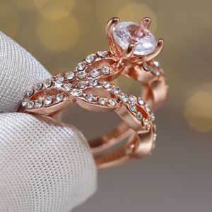 Elegante anello color rosa per donna, design scintillante con intarsi, gioielli alla moda per tutti i giorni - Product Image 2