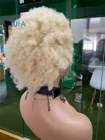 Perruque Lace Front Complète CF86 Blond 613 Cheveux Indiens Humains Frisés Afro Serrés Pour Patients Atteints d'Alopécie Pré-Coiffée Peau Fine Pour Tressage