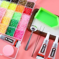Kit de 30 couleurs de strass en résine à dos plat, 27000 pièces, avec stylo à colle B7000, pincettes, cuillère, taille-crayon, plateau, pour DIY