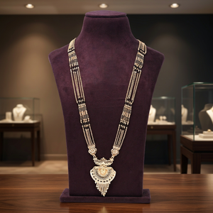Gold Plated Pendant Mangalsutra, Mangalsutra for <b>Bridal</b> Jewelry, Traditional Gold Mangalsutra, Black Beads For Gold Mangalsutra. - Product Image 1
