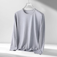 Camiseta de Manga Larga con Cuello Redondo para Hombre, Ligera, Capa Base, Se Puede Usar por Dentro o por Fuera, Combinable con Todo, Cómoda y Personalizable