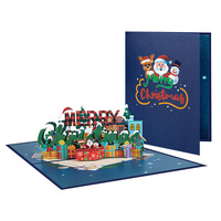Joyeux Noël, Bonne Année Nouvelle, Carte de vœux 3D pop-up avec lettres colorées et scène de vacances, en gros