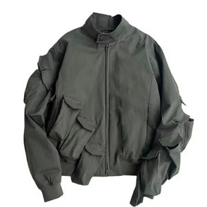 Giacca Cargo da <span class=keywords><strong>Uomo</strong></span> Nuovo Design con Tasche Multiple in Twill di Cotone Colletto Alto Tinta Unita con Zip Bidirezionale - Product Image 1