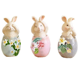 Resina Easter Festival Rabbit Decoration <span class=keywords><strong>non</strong></span> vedere <span class=keywords><strong>non</strong></span> sentire <span class=keywords><strong>non</strong></span> dire bella statua di coniglio - Product Image 1
