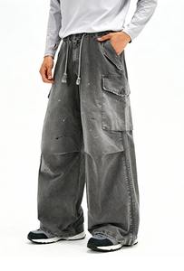 Poches personnalisées de haute qualité Splash Ink Design Automne/Hiver Street Style Distressed Finish Multi-Pocket Casual Workwear - Product Image 2